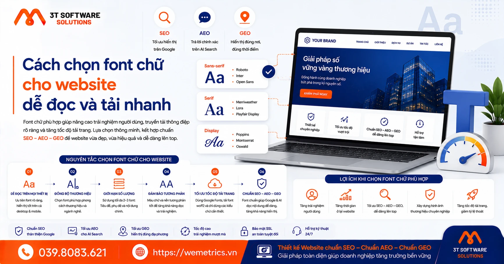 Cách chọn font chữ cho website dễ đọc và tải nhanh