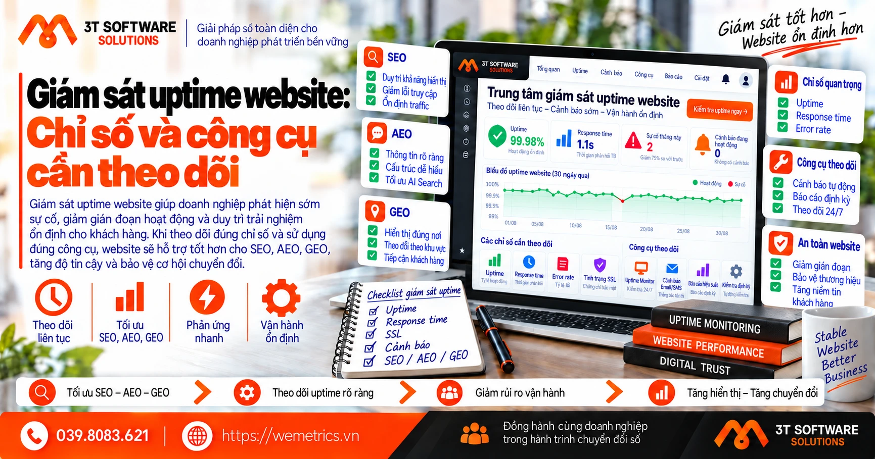 Giám sát uptime website: Chỉ số và công cụ cần theo dõi