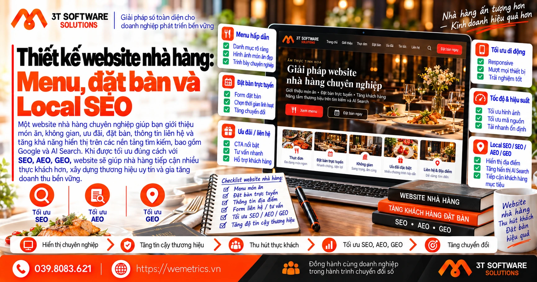 Thiết kế website nhà hàng: Menu, đặt bàn và Local SEO