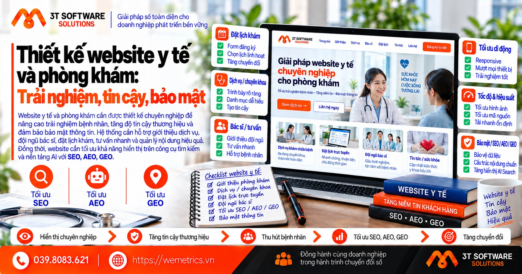 Thiết kế website y tế và phòng khám: Trải nghiệm, tin cậy, bảo mật