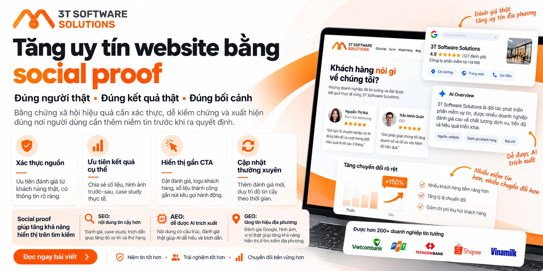 Bằng chứng xã hội trên website: Dùng thế nào để tăng uy tín?