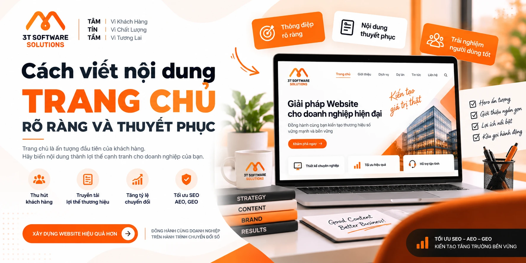 Cách viết nội dung trang chủ rõ ràng và thuyết phục