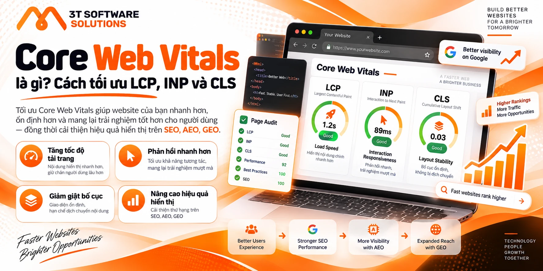 Core Web Vitals là gì? Cách tối ưu LCP, INP và CLS