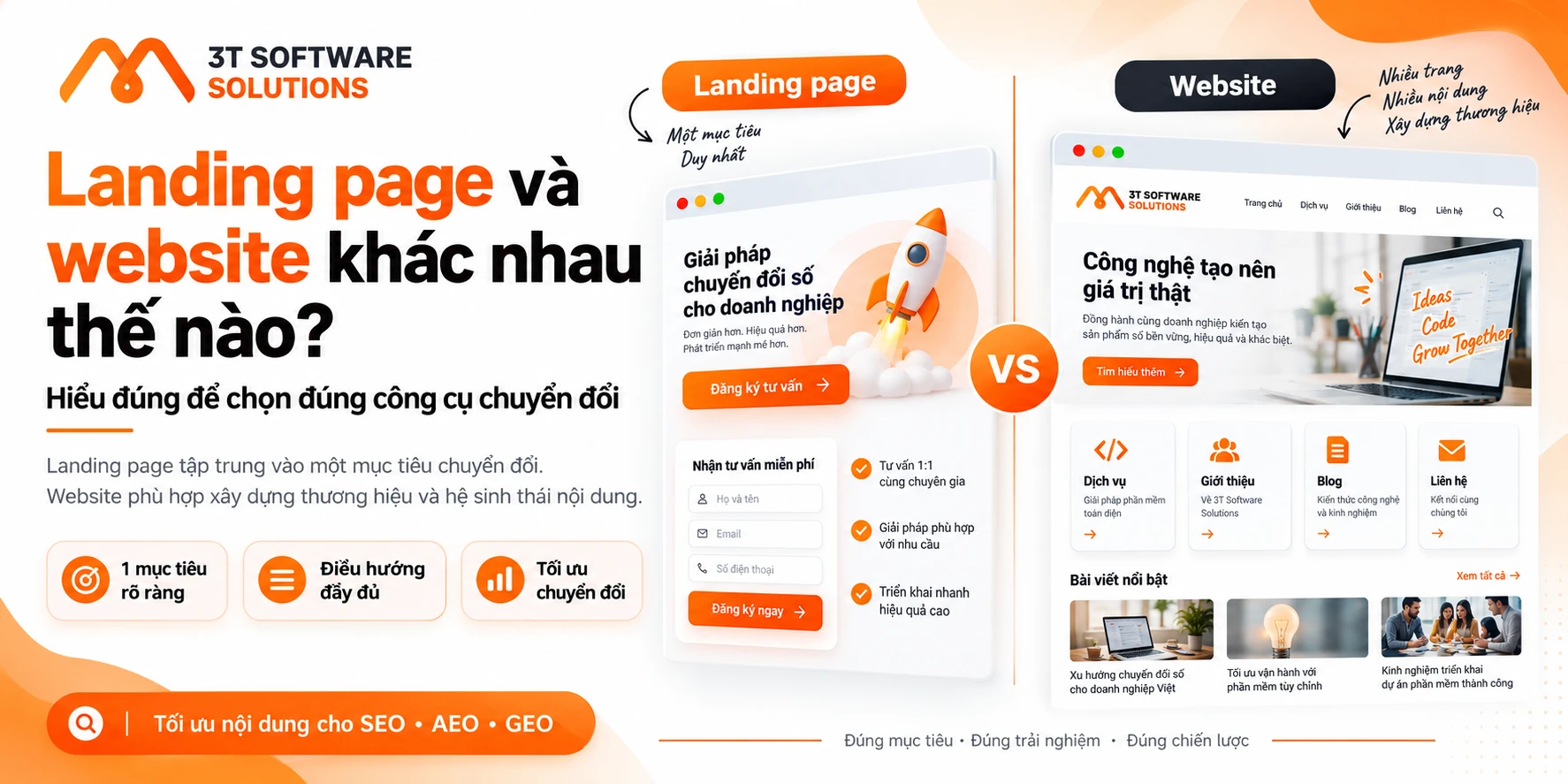 Landing page và website khác nhau thế nào? Khi nào nên dùng?