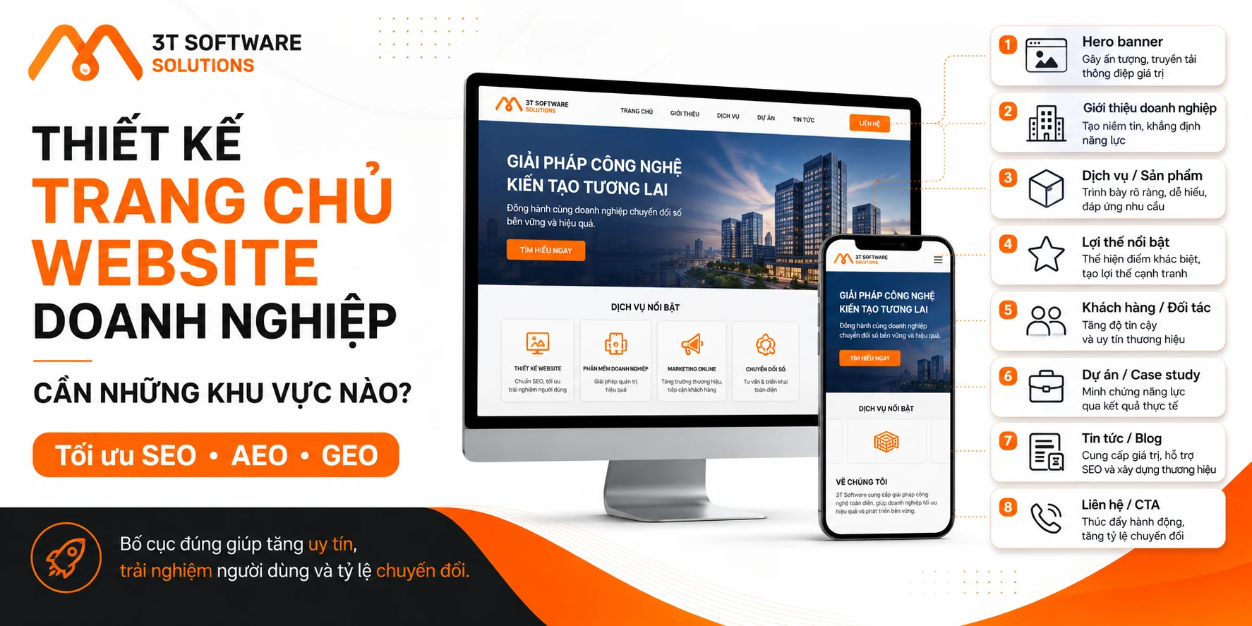 Thiết kế trang chủ website doanh nghiệp cần những khu vực nào?