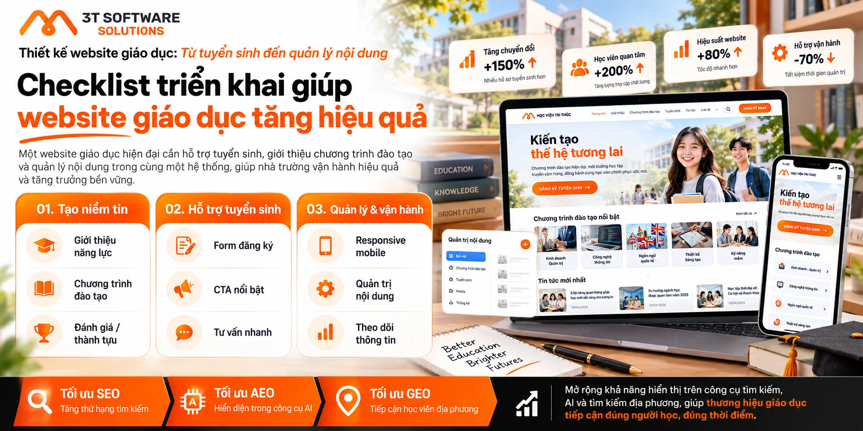 Thiết kế website giáo dục: Từ tuyển sinh đến quản lý nội dung