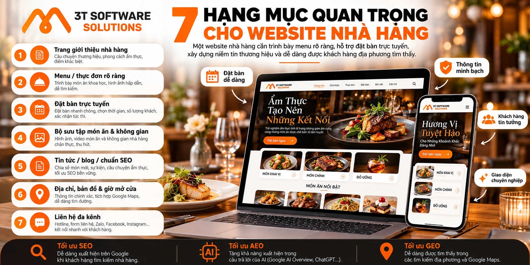 Thiết kế website nhà hàng: Menu, đặt bàn và Local SEO