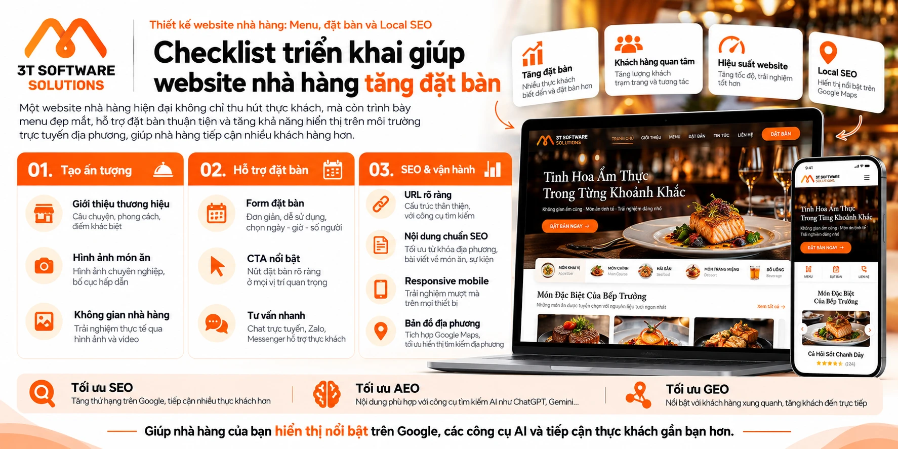 Thiết kế website nhà hàng: Menu, đặt bàn và Local SEO