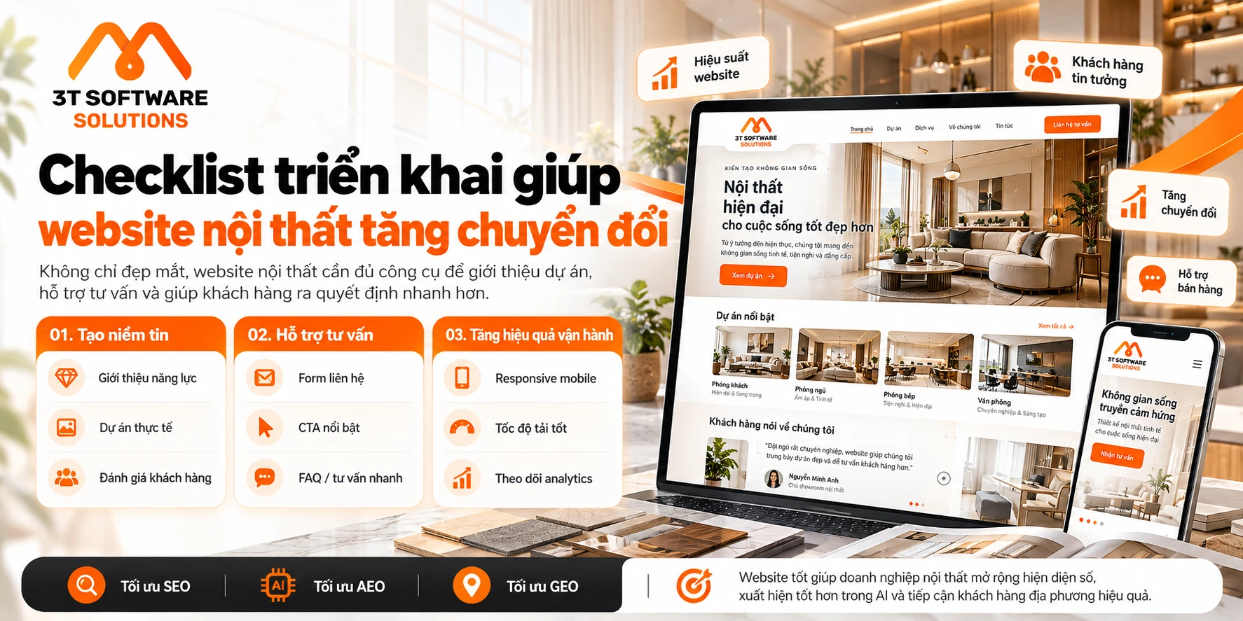 Thiết kế website nội thất giúp trưng bày dự án và tạo khách hàng